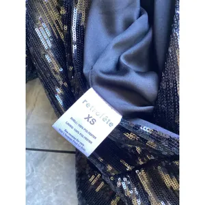 Retrofete Black Sequin Long Sleeve V-Neck Romper XS Party Event thumbnail 7