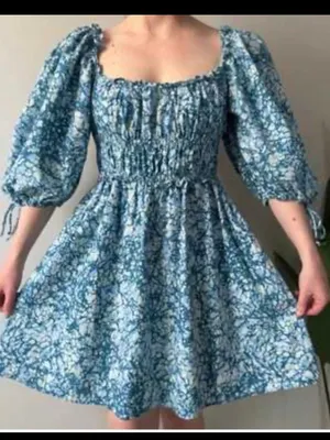 House Of Harlow Blue Puff Sleeve Dress Size XS thumbnail 1