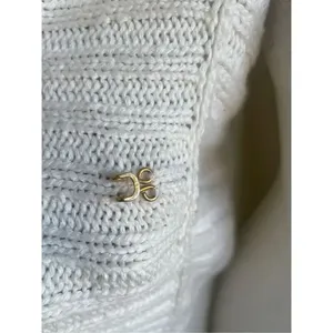 Lilly Pulitzer Cream Front Clasp Open Front Cardigan Sweater M thumbnail 10