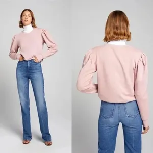 ALC Rayna Puff Sleeve Sweatshirt in Baby Pink Size S Retail $195 thumbnail 6