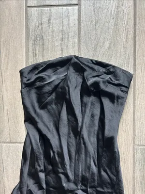 Abercrombie & Fitch Black Strapless Satin Maxi Dress thumbnail 3