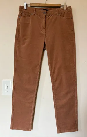 Marks & Spencer Collection Corduroy Straight Leg Pants Golden Tan US 8 thumbnail 1