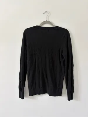 Quince Lightweight Cotton Cashmere V Neck Business Casual Black Sweater M thumbnail 4