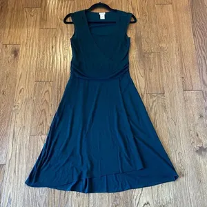Anthropologie Odille black jersey faux wrap dress xs thumbnail 7