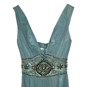 NWT Mandalay N Turquoise Silk Beaded Embellished Maxi Evening Gown Dress Size 6 thumbnail 2