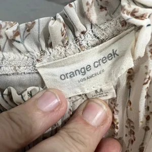 Orange Creek Midi Dress Women M Cream Floral Great Pleated Ruffle Flutter Sleeve thumbnail 3