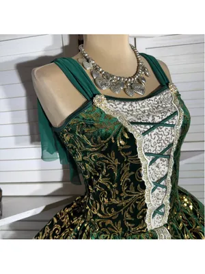 Vintage velvet beaded dress tutu lace emerald green fairy homecoming Ren Fair S thumbnail 5