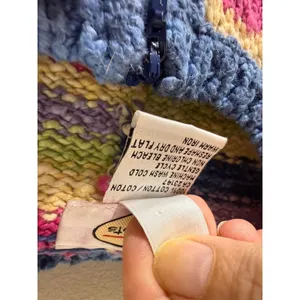 Talbots Vintage Multi Color Geometric Zip Front Cotton Knit Cardigan Sweater M thumbnail 5