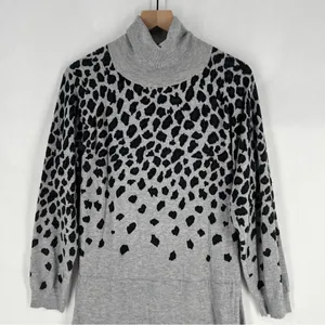 Lascana For Venus‎ Leopard Print Midi Sweater Dress Turtleneck Long Sleeve L thumbnail 3