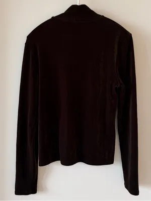 Vintage Late 90s/Y2K Banana Republic Dark Brown Velour Mock Neck Top thumbnail 2