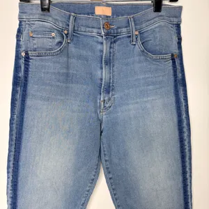 MOTHER The Insider Crop Step Fray Jeans Women 30 Light Kitty Rager Side Stripe thumbnail 4