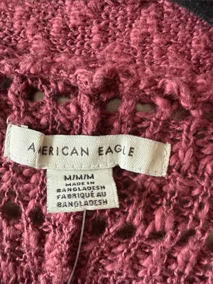 AMERICAN EAGLE Open-Front Knit Cardigan Rose Pink M NWT Boho Cottagecore thumbnail 3