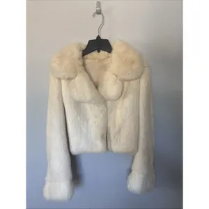 Vintage Cream Genuine Rabbit Fur Jacket Size Small thumbnail 5