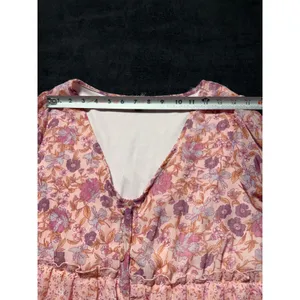 Ksnedjk Tiered Ruffle Floral Long Sleeve Mini Dress Womens L Pink Purple‎ thumbnail 9
