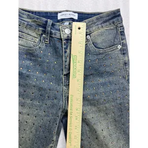Ashley Mason‎ Flare Jeans Womens 1/25 Blue Rhinestone Embellished Y2K thumbnail 4