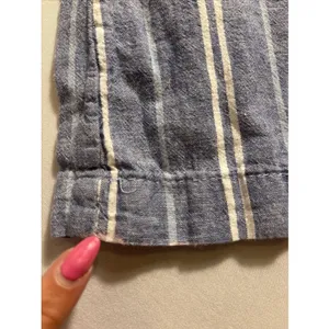 Just Living Blue/White Striped Linen & Cotton Wide Leg Pant Medium Coastal Beach thumbnail 9