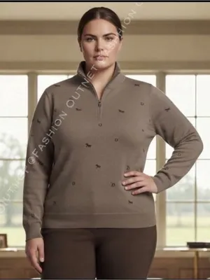 Belldini Equestrian Chic Quarter-Zip Pullover "Brown Sugar Horse" 2XL Western thumbnail 1