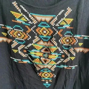 💥Cozy Casual Boho Vibes Azteca Print Black Plus-size Crop top 3X thumbnail 4