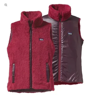 Patagonia Reversible Los Lobos Vest Women Medium Burgundy Fleece Puffer Gorpcore thumbnail 1