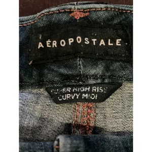 Aeropostale Mom Shorts Womens 6 Blue Denim Super High Rise Cuffed Button Fly thumbnail 4