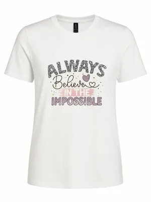 Gildan Unisex 100% White Cotton”Always Believe in the Impossible” T Shirt Size XL thumbnail 1