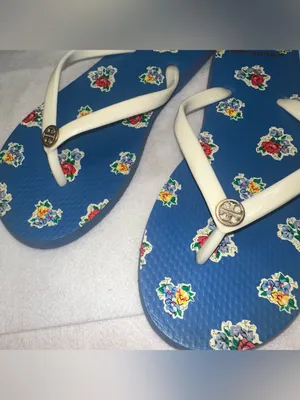 Tory Burch Floral Flip Flop Thong Sandal Women Size 5 Classic Flowers thumbnail 3