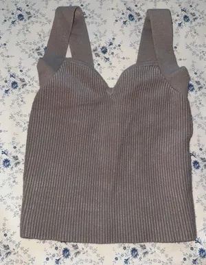 Abercrombie & Fitch Ribbed Tank in dark gray thumbnail 1