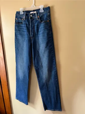 Levi's Ribcage Straight Blue Jeans thumbnail 3