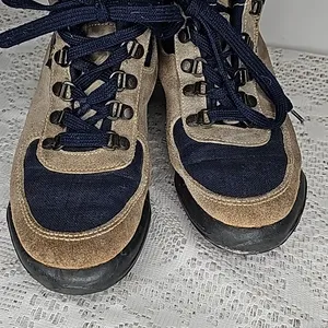 Vasque cowhide VINTAGE Skywalk suede leather gore-tex hiking tan blue boots sz 8 thumbnail 4