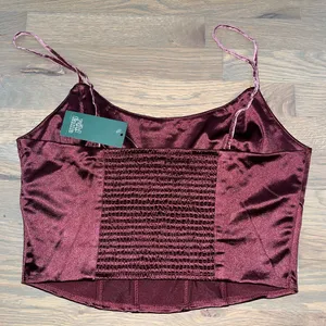 wild fable Wine Satin Floral-Trim Crop Cami thumbnail 3