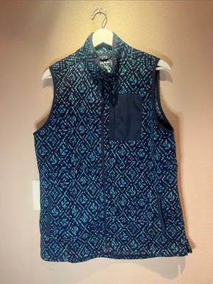 LL Bean Women’s Sweater Fleece Vest Geometric Print Size Large thumbnail 2