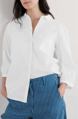 Seasalt Cornwall Hope Cottage Organic Cotton Blouse White NWT NEW 6 thumbnail 1