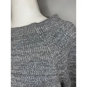 Free People Too Good Marled Grey Cotton Blend Raglan Sleeve Knit Sweater L thumbnail 2