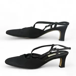 Vintage Ann Taylor Black Slingback‎ Heels 9.5 Made in Italy thumbnail 3