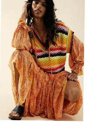 💯Free People Feeling Groovy Maxi Dress size S thumbnail 1