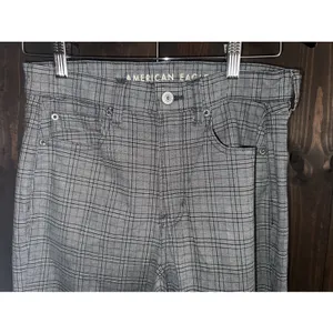 American Eagle Mom Straight Pant 6 Gray Plaid Stretch thumbnail 2