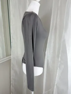 Forever 21 Women's Gray Long Sleeve Bodysuit Size M Stretch Scoop Neck Slim thumbnail 8