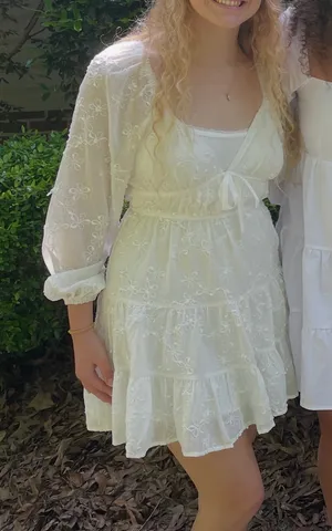 White floral mini dress thumbnail 1