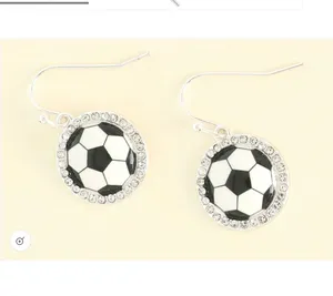 Game Day Soccer Dangle Earrings Silver thumbnail 2