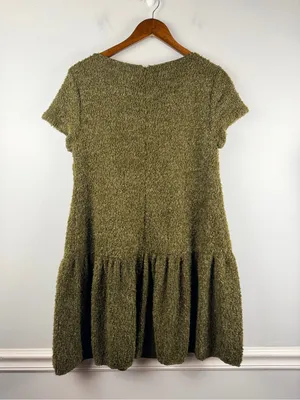 New Anthropologie Maeve Green textured drop waist dress size medium thumbnail 6