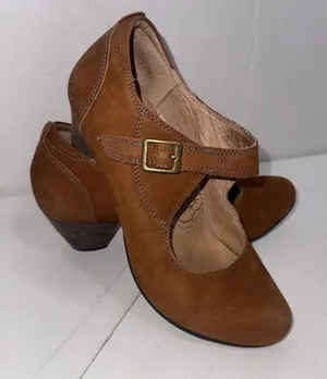 Taos‎ Stunner Brown Rustic Leather Mary Jane Clog Heel Bootie Pumps Shoes Size 7 thumbnail 1