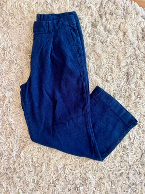 Old Navy Taylor Wide Leg Linen Blend Pants Navy Blue Small Petite High Rise thumbnail 3