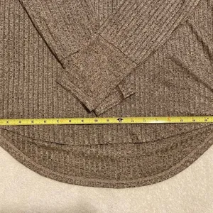 Jones New York NWT szM long sleeve heathered grey tan cowl neck high low tunic thumbnail 10