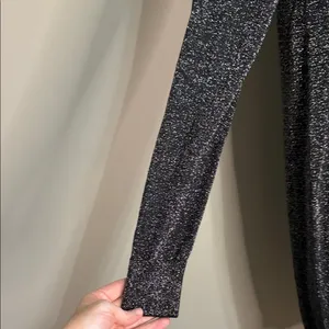 Michael Kors Metallic Sweater Dress S Black‎ Shimmer Dark Academia thumbnail 2