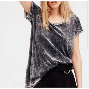 Free People Doran Velvet Grey Short Sleeve Tunic Top‎ Oversized Size Small thumbnail 4