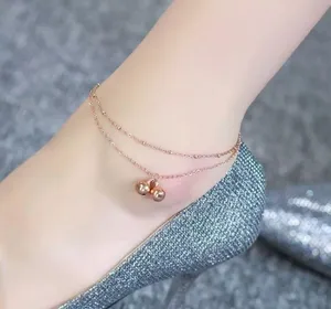Rose Gold Double Bells Bracelet Anklet thumbnail 2