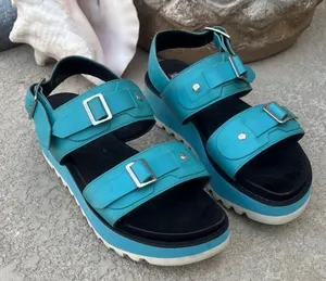 HUNTER Original Leather Platform Sandals Women’s Size 9 10 Turquoise thumbnail 1