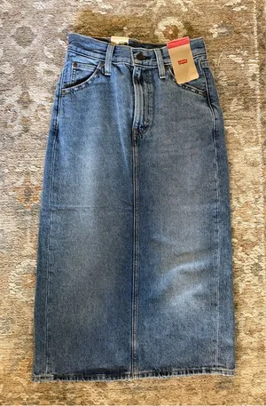 Levi's Midi Blue Denim Skirt - Classic Mid Wash thumbnail 1