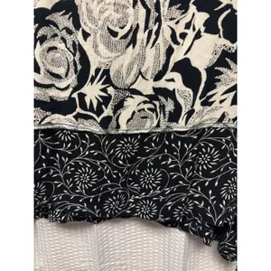 Women Draper and Damons PXL Rayon Black Off White‎ Floral Button Pullover Blouse thumbnail 13