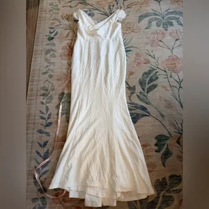 Lulu's Forever Beloved White Lace Cap Sleeve Mermaid Maxi Dress thumbnail 4